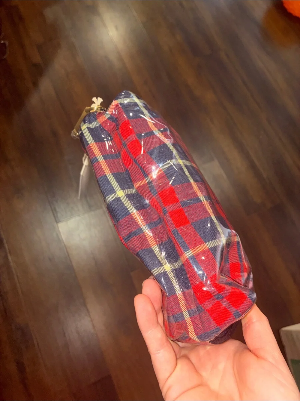 NEW KESTREL TARTAN HOLIDAY Plaid Zip Cosmetic MAKEUP Bag Red